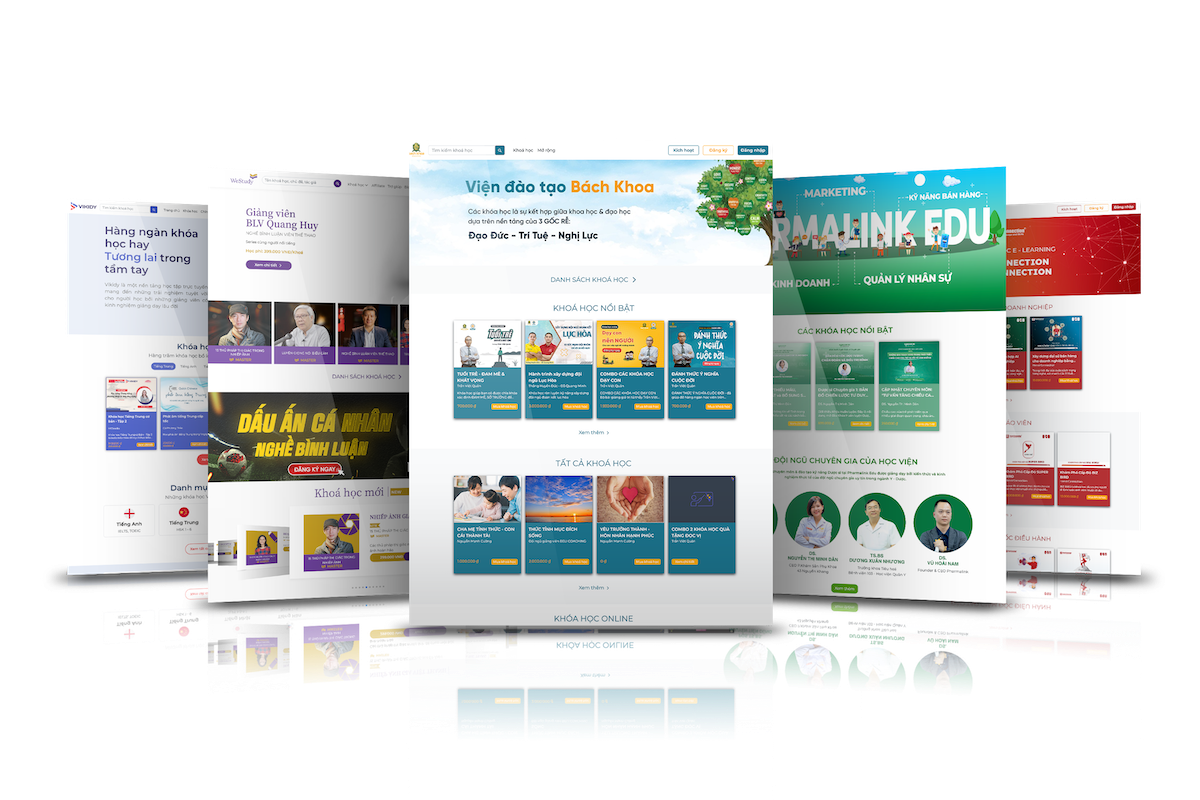 Các website học viện mẫu dựng trên Hoola — thương hiệu riêng